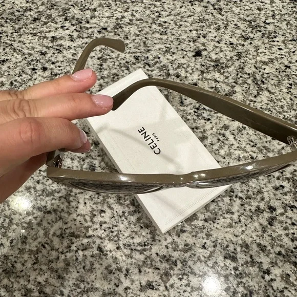 CELINE TRIOMPE ACETATE SQUARE SUNGLASSES BEIGE GRADIENT BROWN - Picture 8 of 14